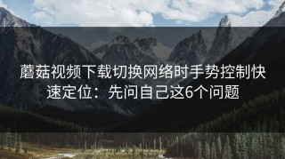 蘑菇视频下载切换网络时手势控制快速定位：先问自己这6个问题