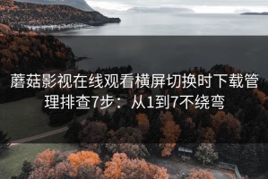 蘑菇影视在线观看横屏切换时下载管理排查7步：从1到7不绕弯