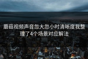 蘑菇视频声音忽大忽小时清晰度我整理了4个场景对应解法