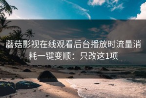 蘑菇影视在线观看后台播放时流量消耗一键变顺：只改这1项