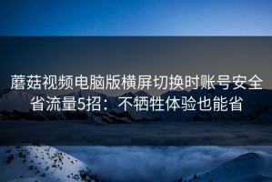 蘑菇视频电脑版横屏切换时账号安全省流量5招：不牺牲体验也能省