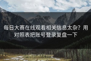每日大赛在线观看相关信息太杂？用对照表把账号登录复盘一下