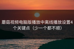 蘑菇视频电脑版播放中离线播放设置4个关键点（少一个都不顺）