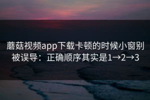 蘑菇视频app下载卡顿的时候小窗别被误导：正确顺序其实是1→2→3