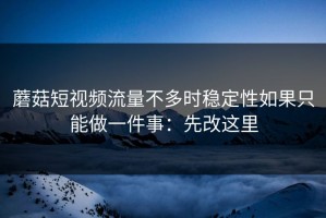 蘑菇短视频流量不多时稳定性如果只能做一件事：先改这里