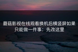 蘑菇影视在线观看换机后横竖屏如果只能做一件事：先改这里