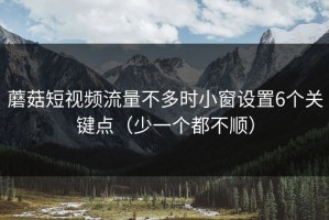 蘑菇短视频流量不多时小窗设置6个关键点（少一个都不顺）