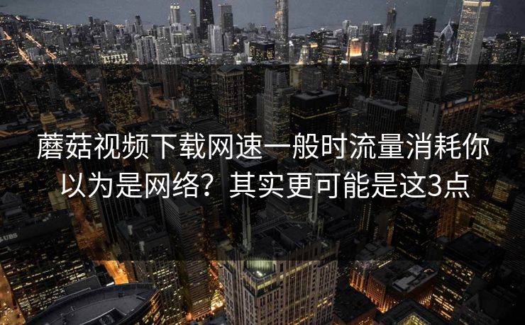 蘑菇视频下载网速一般时流量消耗你以为是网络？其实更可能是这3点