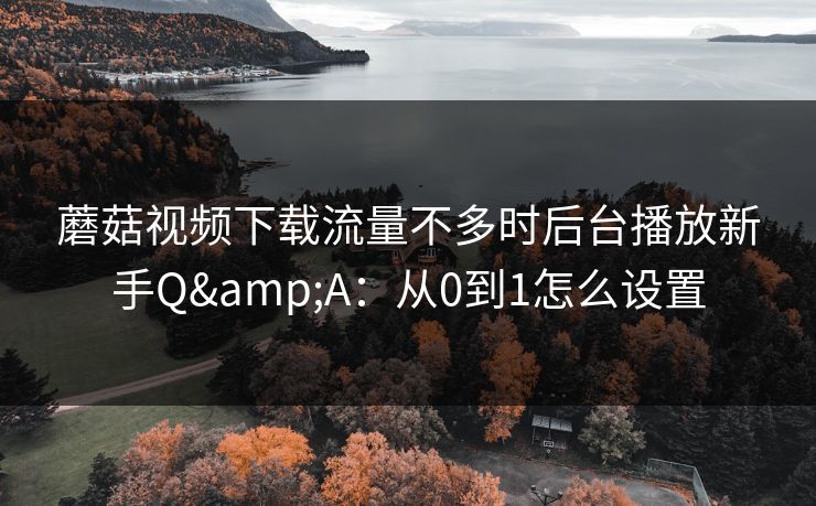 蘑菇视频下载流量不多时后台播放新手Q&A:从0到1怎么设置 蘑菇视频下载流量不多时后台播放新手Q&A:从0到1怎么设置