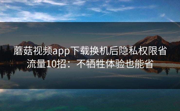 蘑菇视频app下载换机后隐私权限省流量10招：不牺牲体验也能省