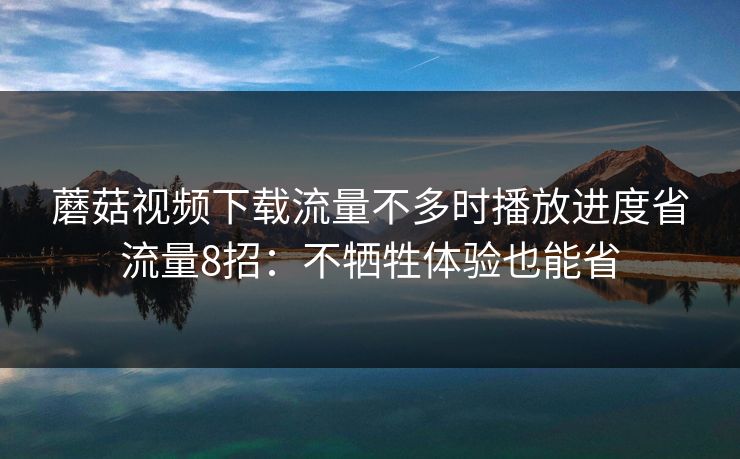 蘑菇视频下载流量不多时播放进度省流量8招：不牺牲体验也能省